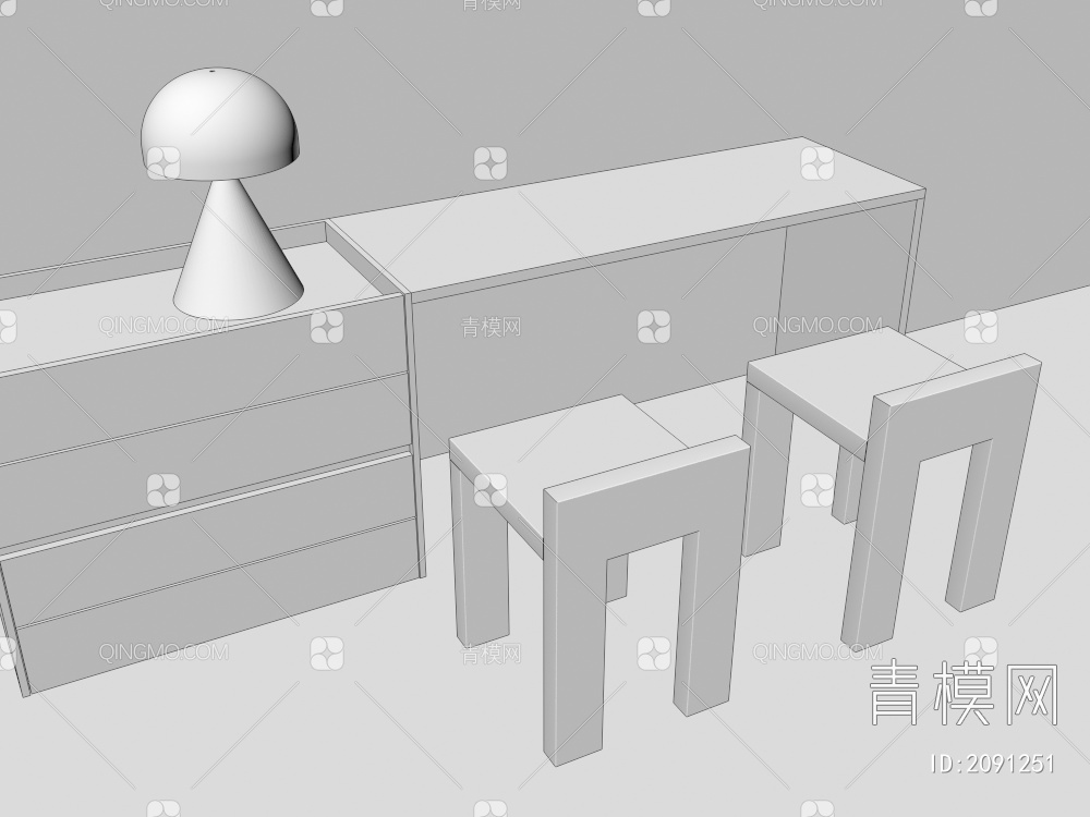 实木凳子3D模型下载【ID:2091251】