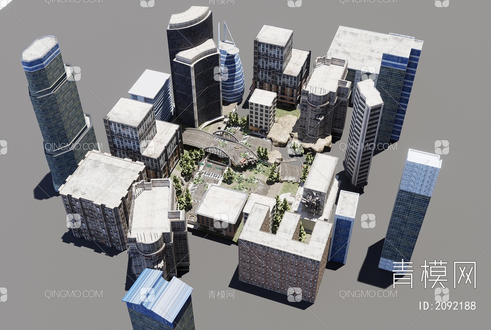 世界末日城市街道建筑3D模型下载【ID:2092188】
