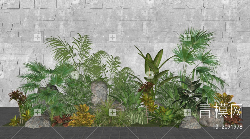 庭院植物组合SU模型下载【ID:2091978】