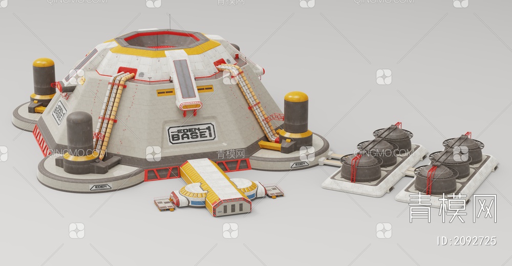 航天器材 月球基地资源总部3D模型下载【ID:2092725】