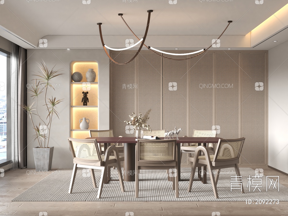 餐厅 餐桌椅组合3D模型下载【ID:2092273】