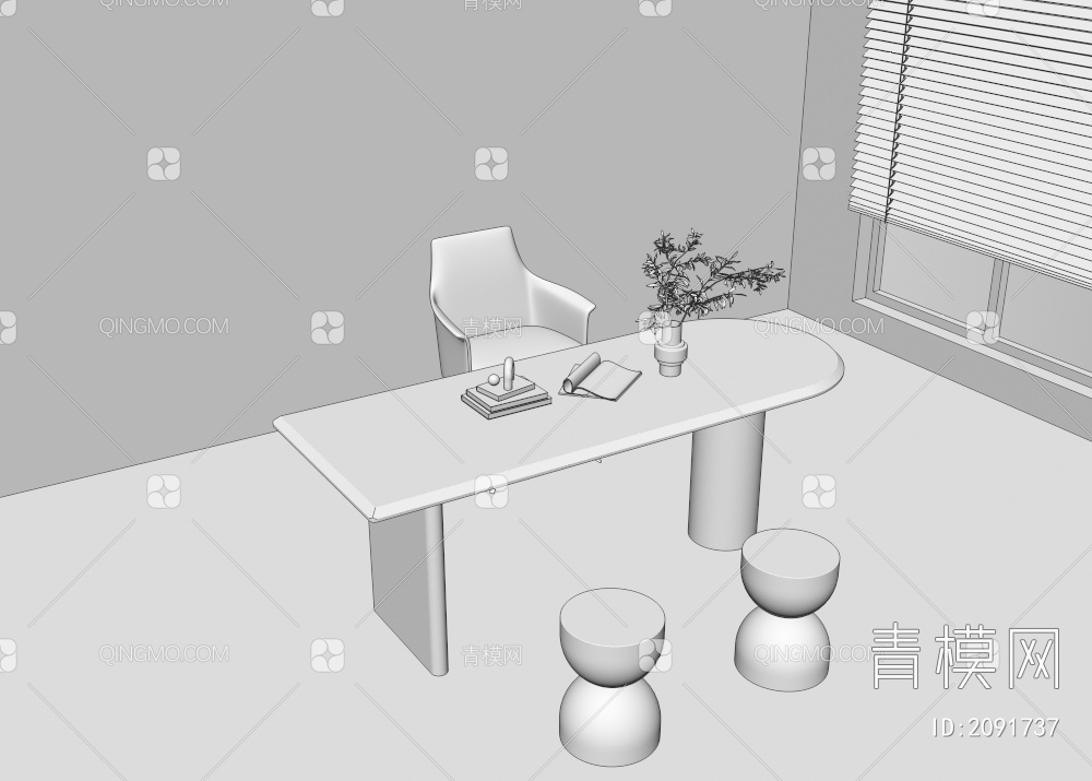 书桌 办公桌 餐桌3D模型下载【ID:2091737】