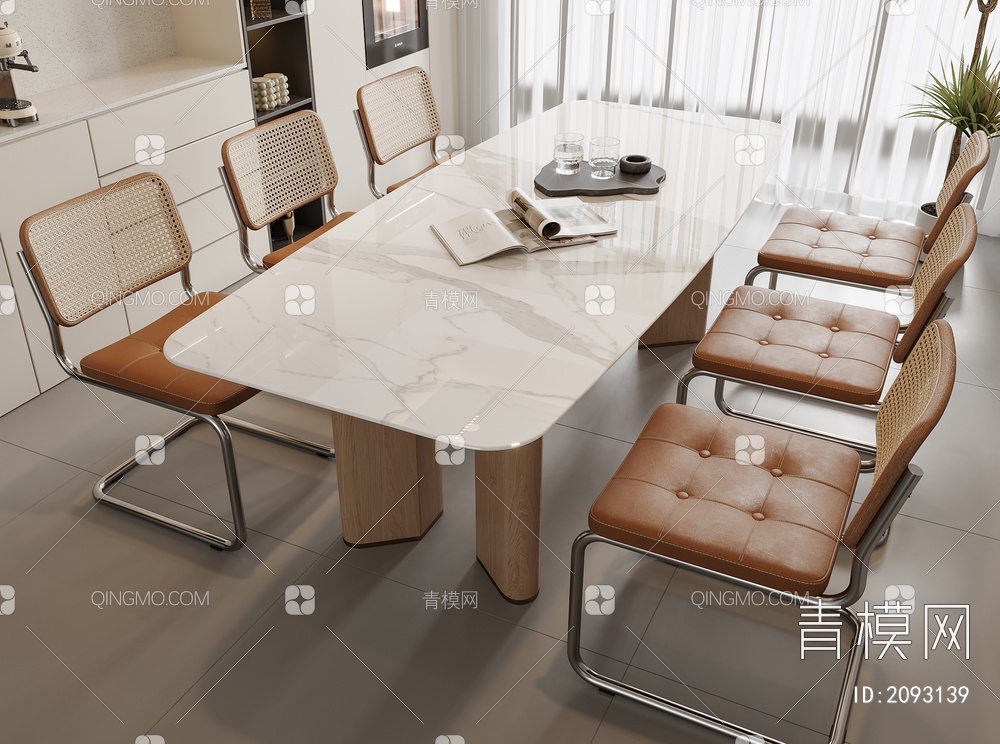 餐桌椅组合3D模型下载【ID:2093139】