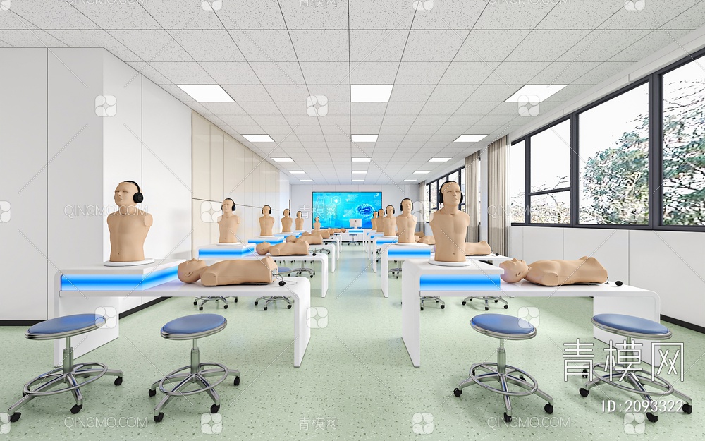 心肺听诊实训室 教室医疗器械3D模型下载【ID:2093322】