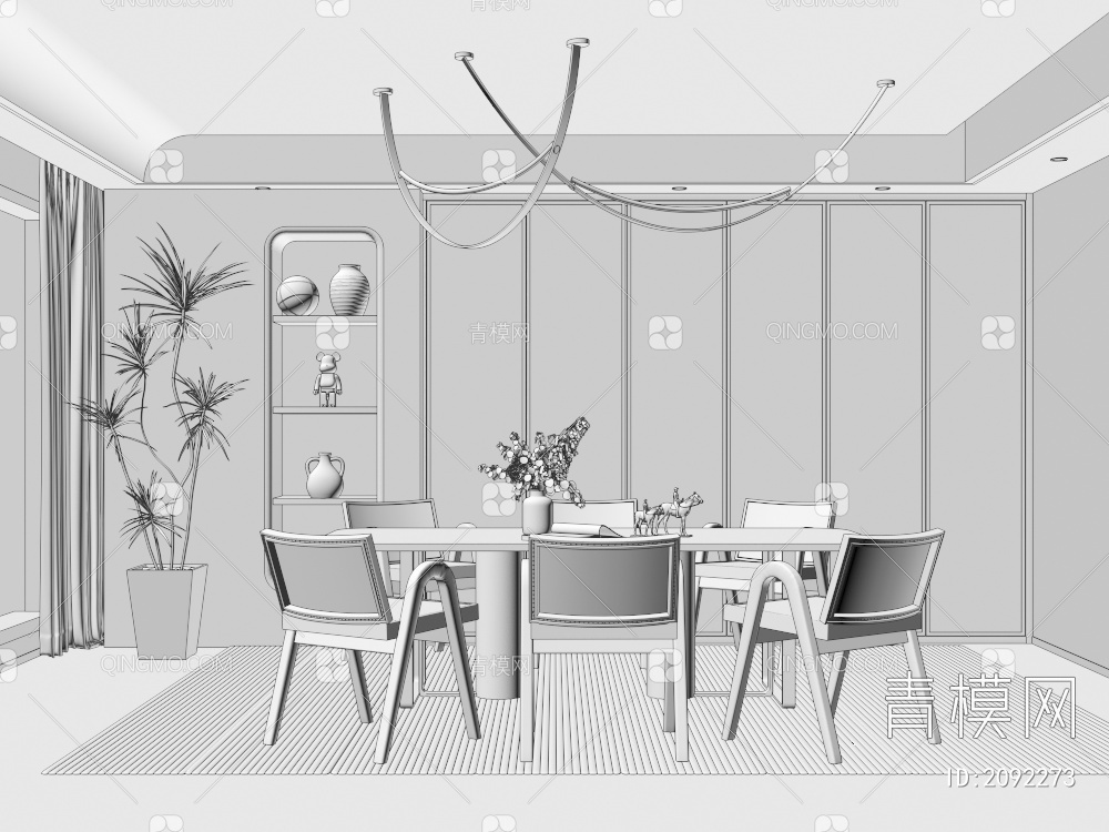 餐厅 餐桌椅组合3D模型下载【ID:2092273】