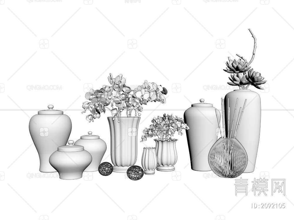 陶瓷器皿 陶罐 花瓶集合3D模型下载【ID:2092105】