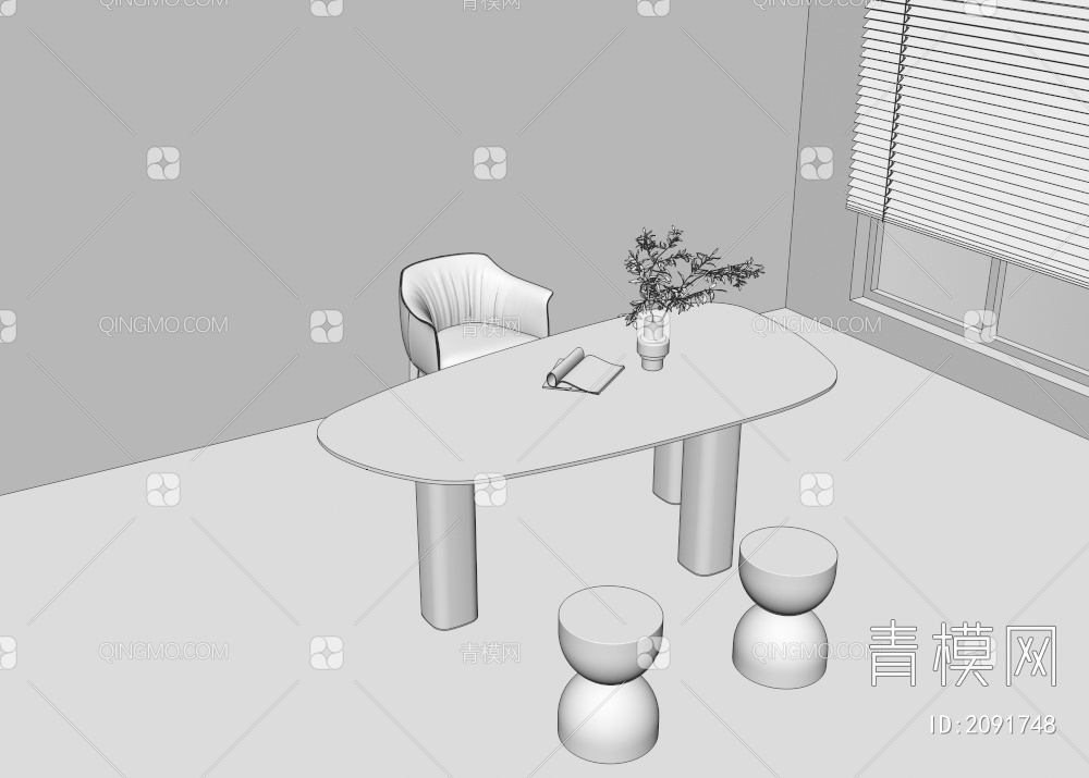 书桌 办公桌 餐桌3D模型下载【ID:2091748】