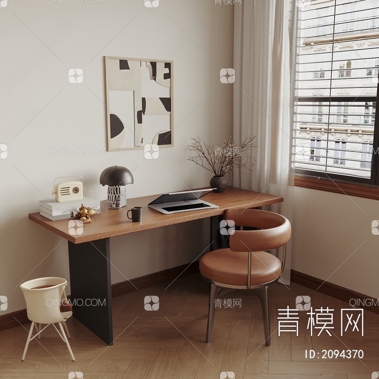 中古风书桌椅3D模型下载【ID:2094370】
