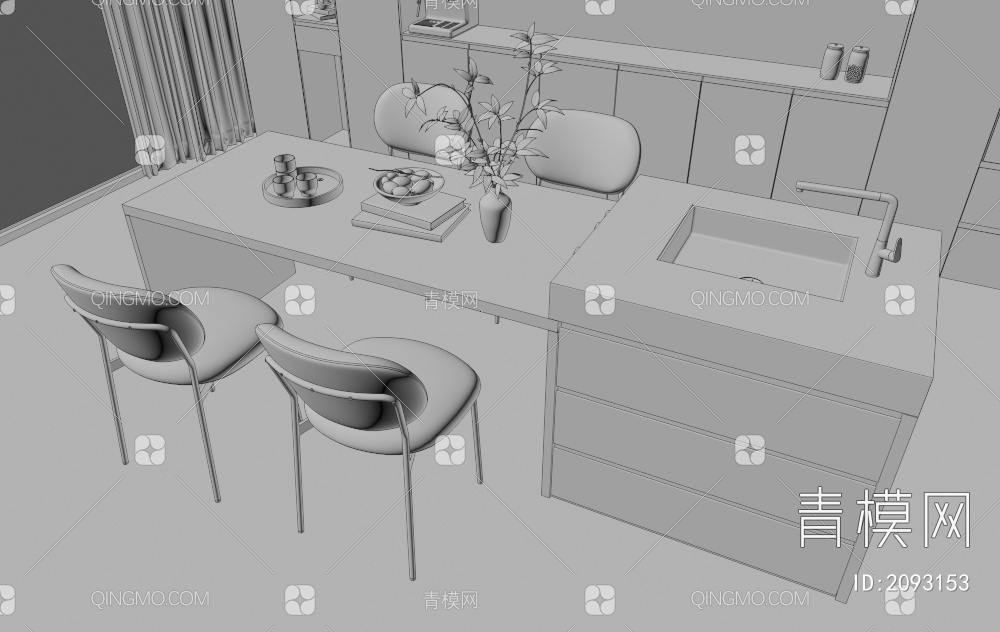 餐桌椅3D模型下载【ID:2093153】