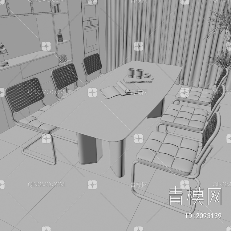 餐桌椅组合3D模型下载【ID:2093139】