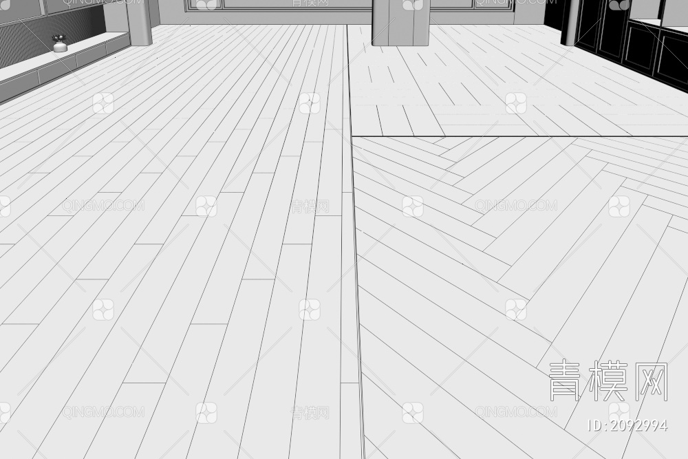 原木胡桃木实木地板3D模型下载【ID:2092994】