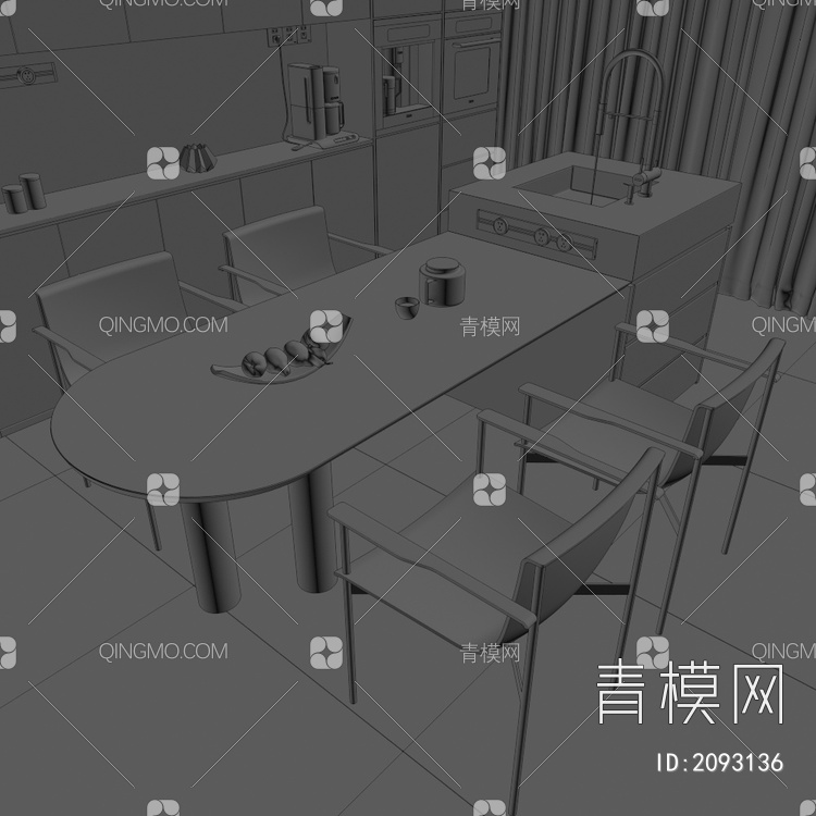 餐桌椅组合3D模型下载【ID:2093136】