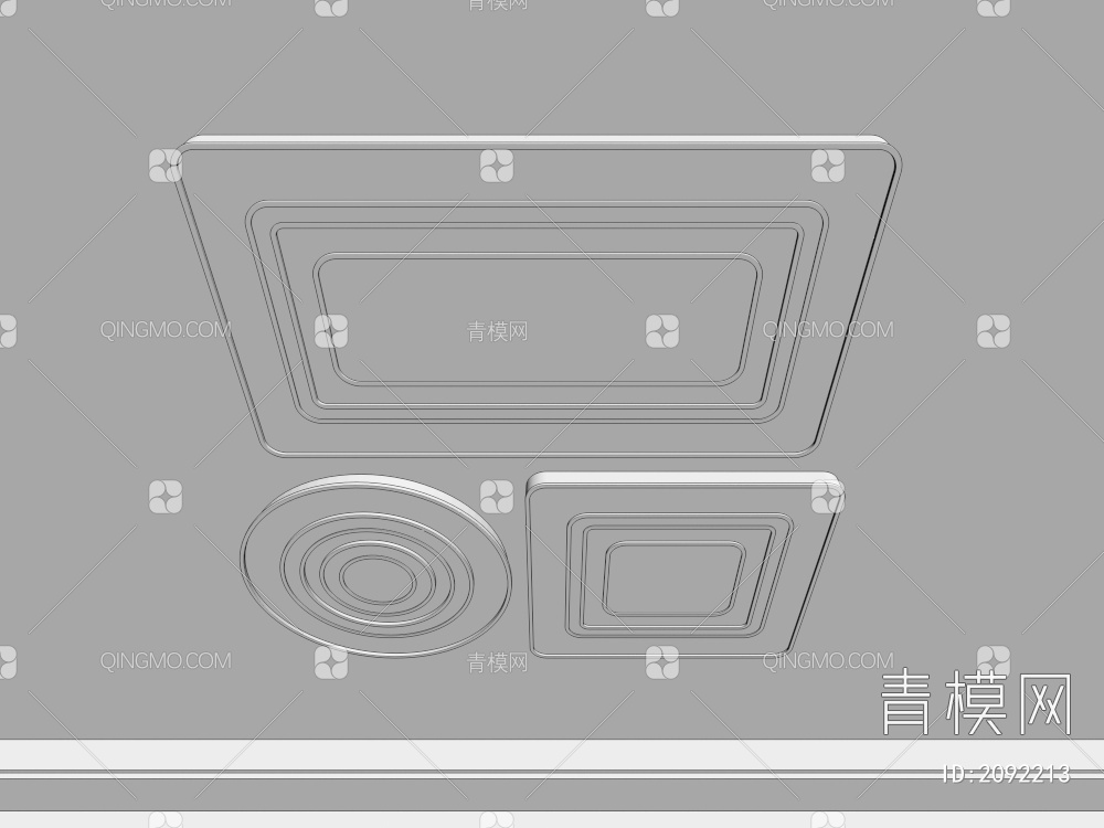 吸顶灯 方形吸顶灯 几何 圆形 超薄  卧室 客厅 儿童房3D模型下载【ID:2092213】