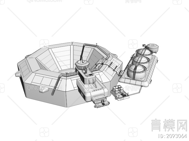 工业基地 月球基地建设3D模型下载【ID:2093064】