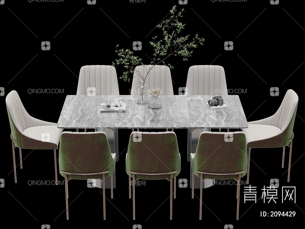 家具  餐桌餐椅摆件组合3D模型下载【ID:2094429】
