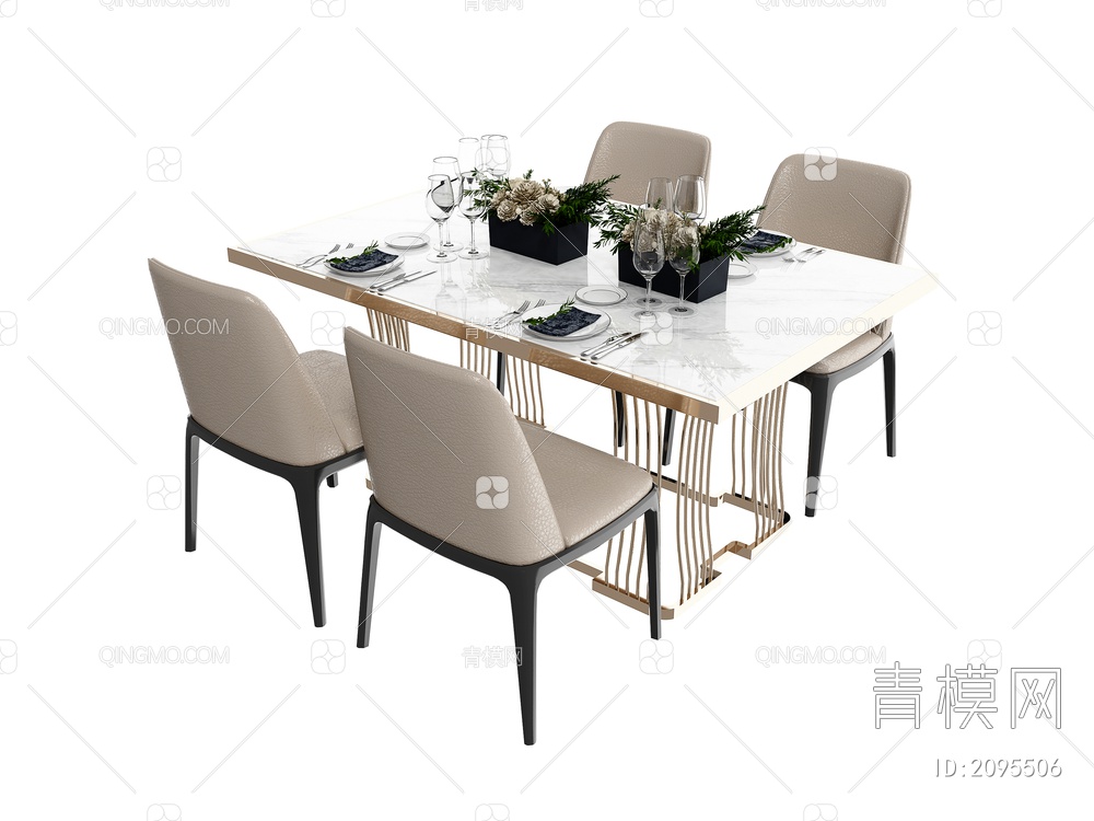 餐桌椅组合3D模型下载【ID:2095506】