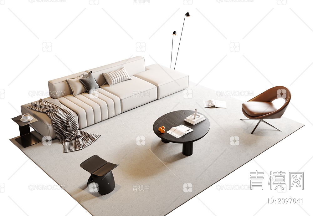 沙发茶几组合3D模型下载【ID:2097041】
