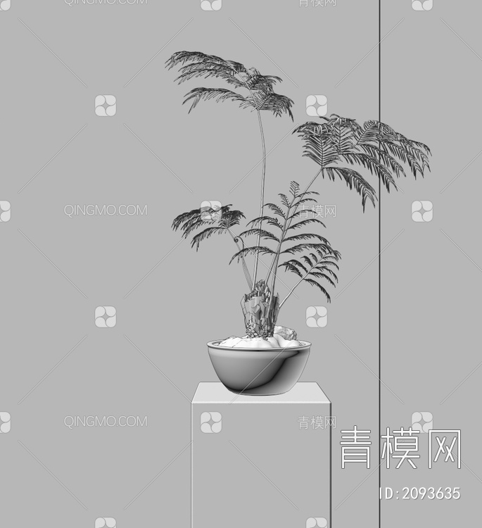 盆栽 装饰柜 摆件 装饰品3D模型下载【ID:2093635】
