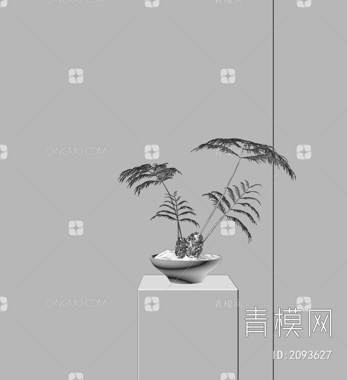 盆栽 装饰柜 摆件 装饰品3D模型下载【ID:2093627】