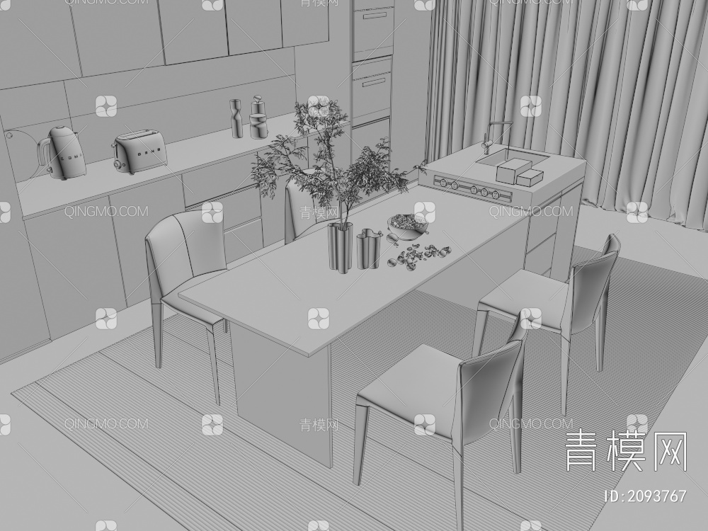 家居中岛台3D模型下载【ID:2093767】
