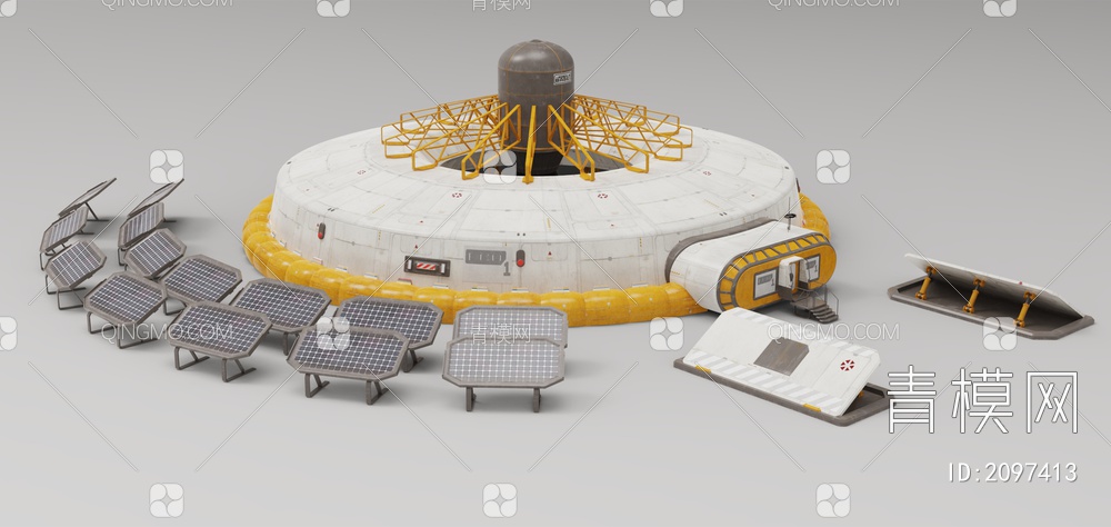 器材 月球基地太阳能3D模型下载【ID:2097413】