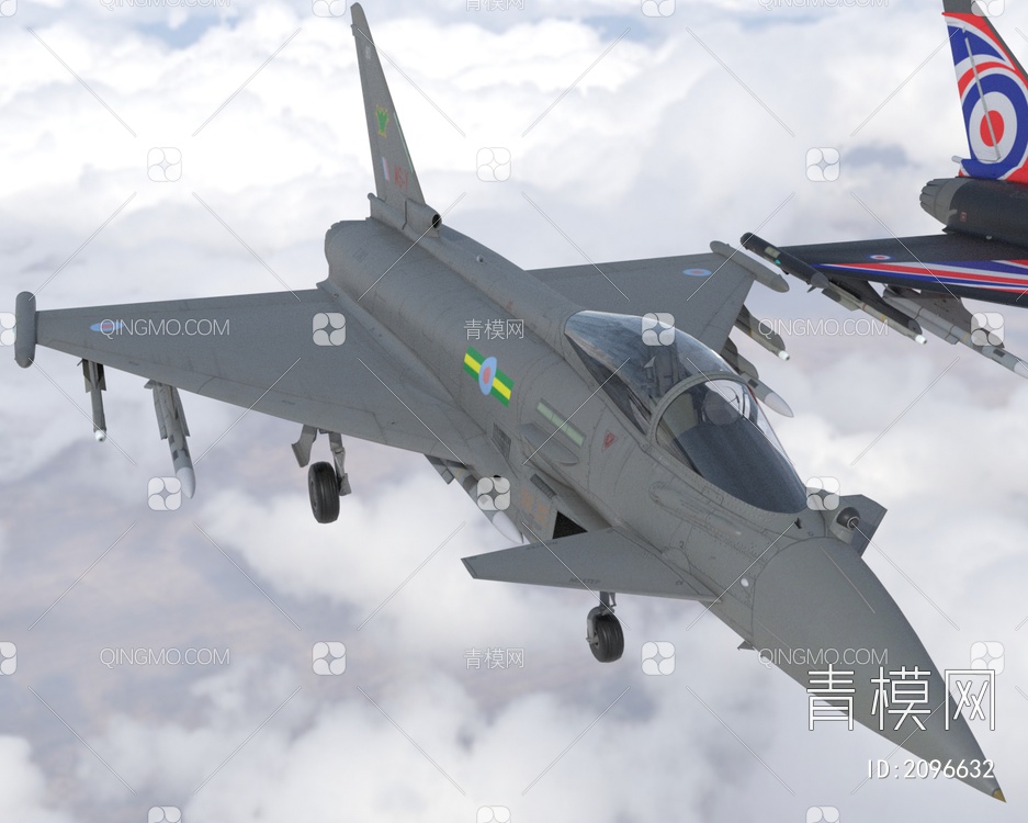 欧洲台风战斗机EF2000三种涂装飞机3D模型下载【ID:2096632】