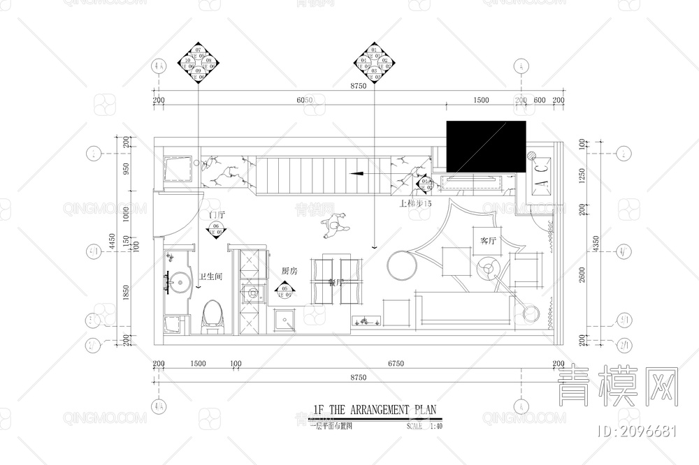 公寓小户型CAD平面布局图标准房型住宅样板间平层复式【ID:2096681】