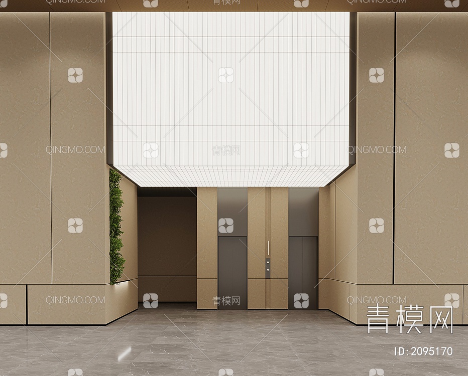 办公电梯厅3D模型下载【ID:2095170】