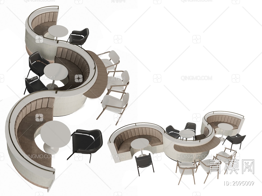 卡座沙发_异型沙发_餐厅卡座3D模型下载【ID:2095009】