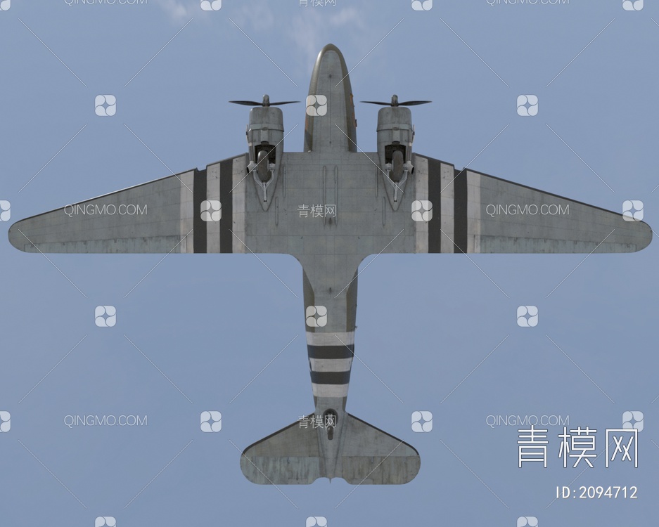 美国空军用运输机C47空中火车3D模型下载【ID:2094712】