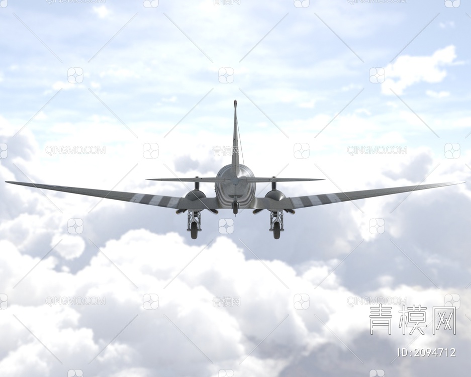 美国空军用运输机C47空中火车3D模型下载【ID:2094712】