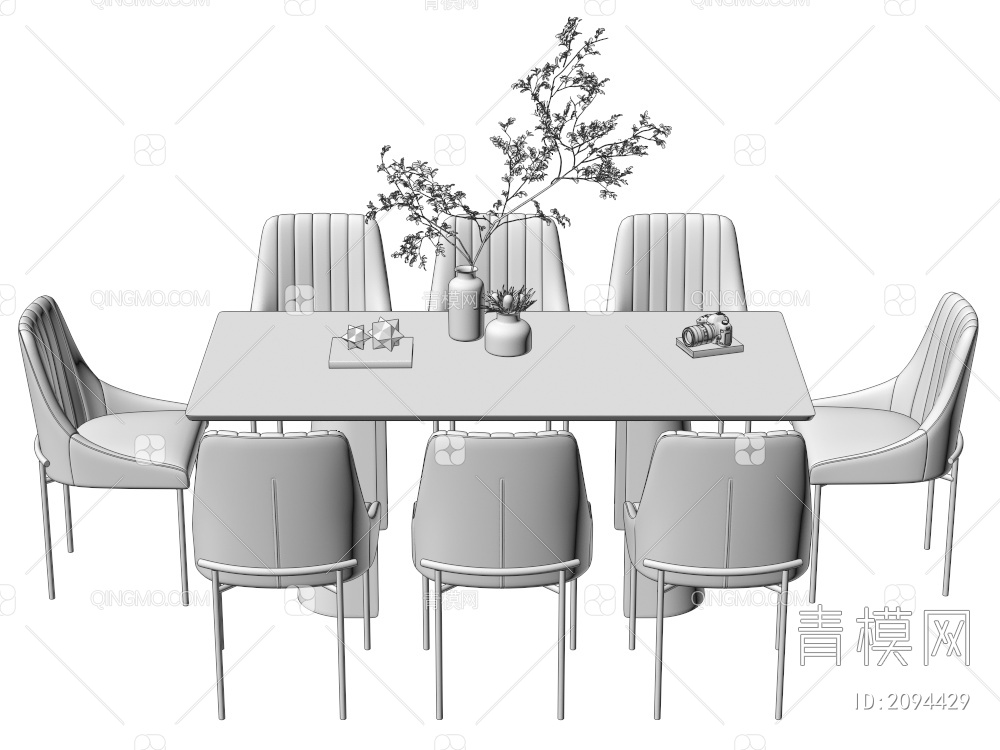 家具  餐桌餐椅摆件组合3D模型下载【ID:2094429】