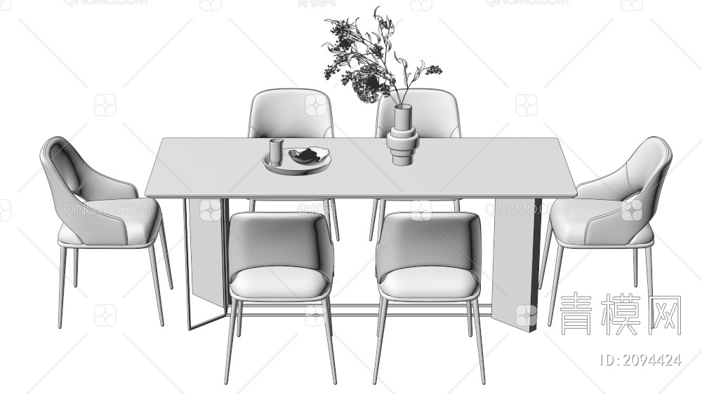 家具 餐桌餐椅摆件组合3D模型下载【ID:2094424】