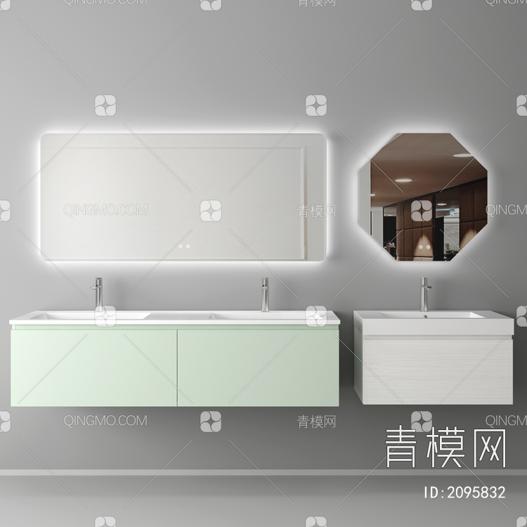 卫浴柜 浴室柜 洗手台3D模型下载【ID:2095832】