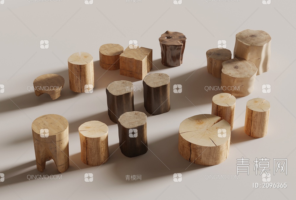 木桩凳3D模型下载【ID:2096365】