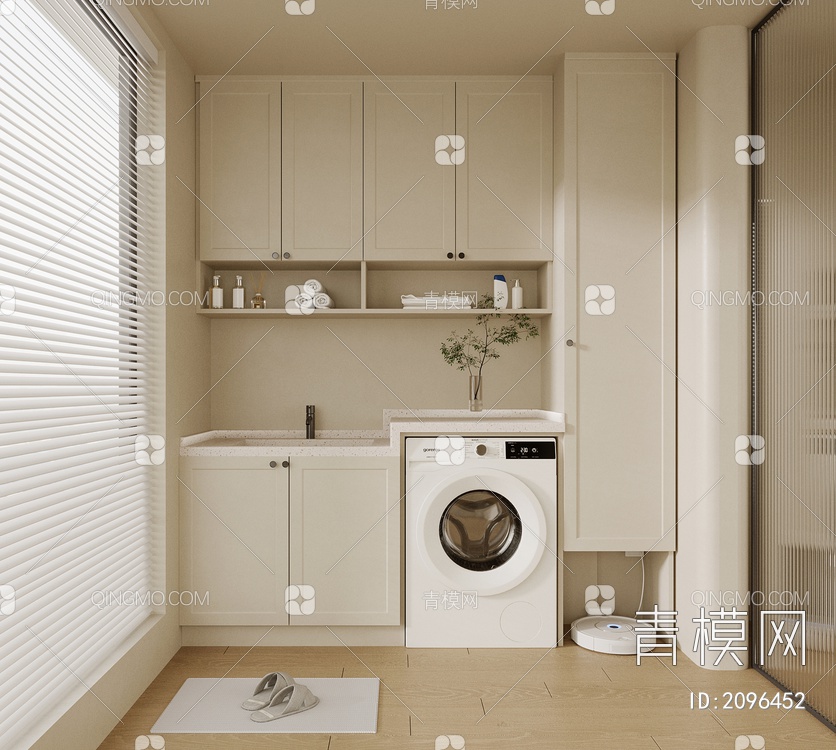 阳台洗衣机柜3D模型下载【ID:2096452】