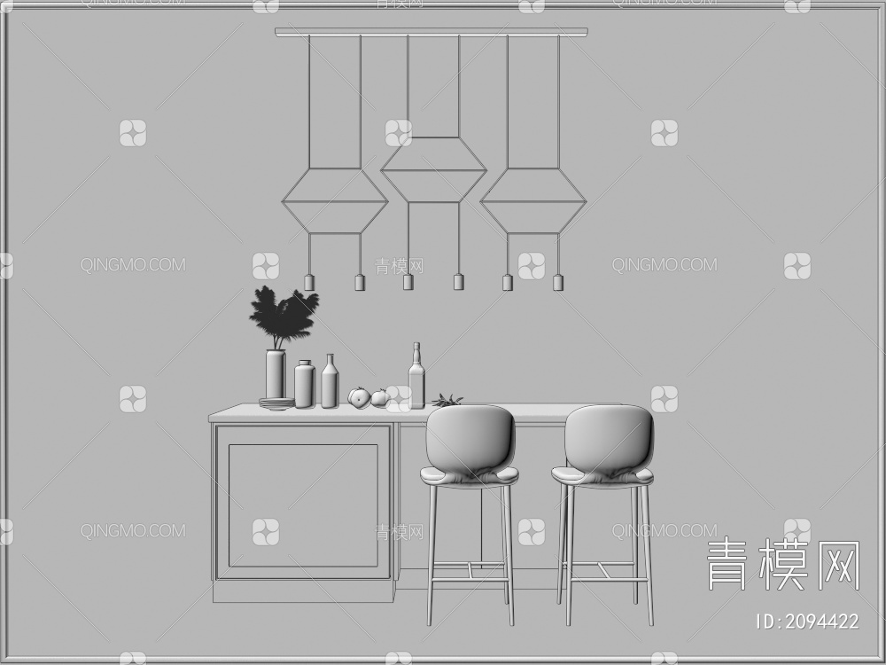 厨房岛台3D模型下载【ID:2094422】