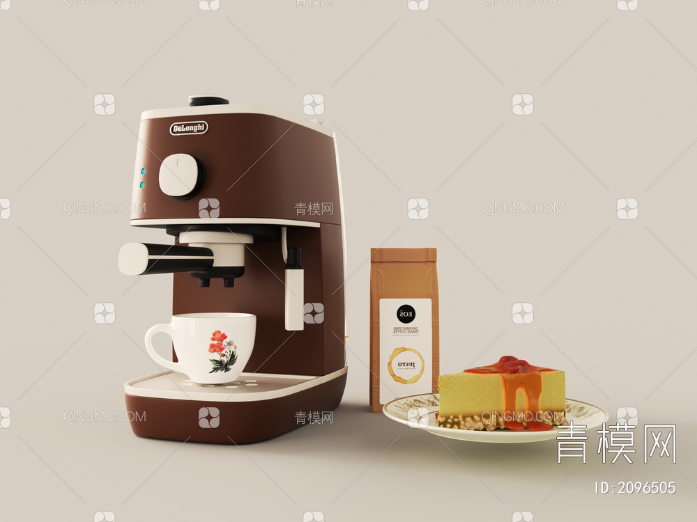 咖啡机 早餐 蛋糕 咖啡豆3D模型下载【ID:2096505】