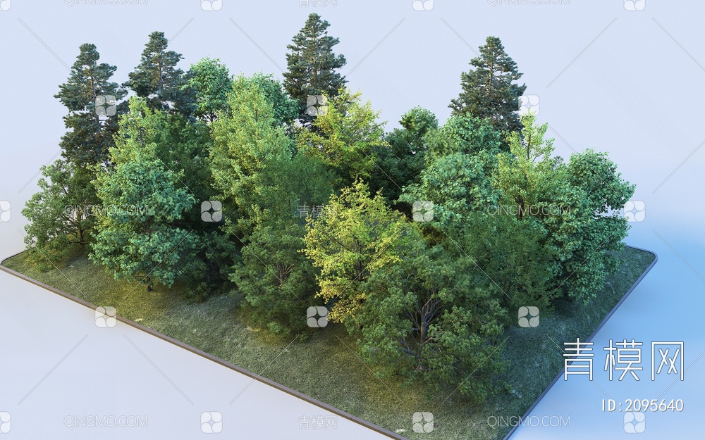 公园植物 组团树 大树 小树3D模型下载【ID:2095640】