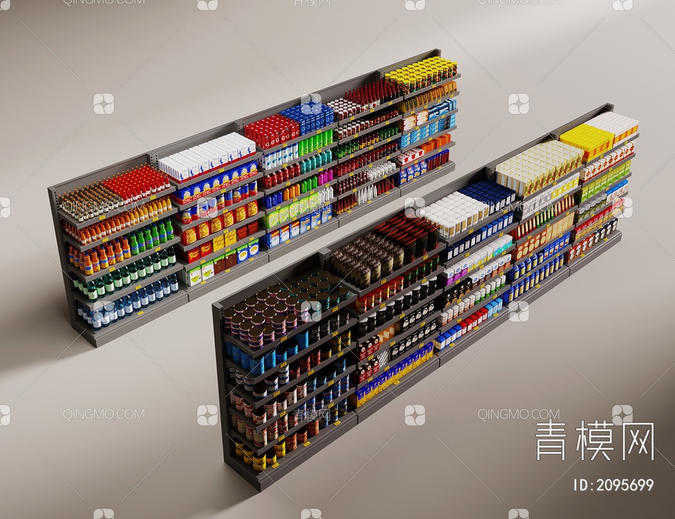 超市商品展柜货架3D模型下载【ID:2095699】