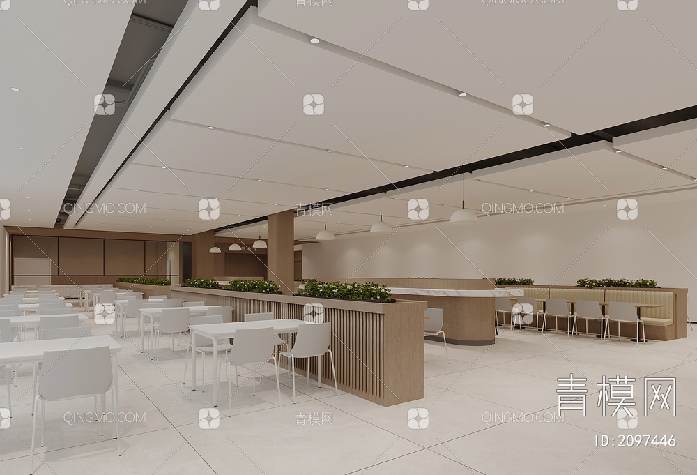 食堂_员工餐厅3D模型下载【ID:2097446】