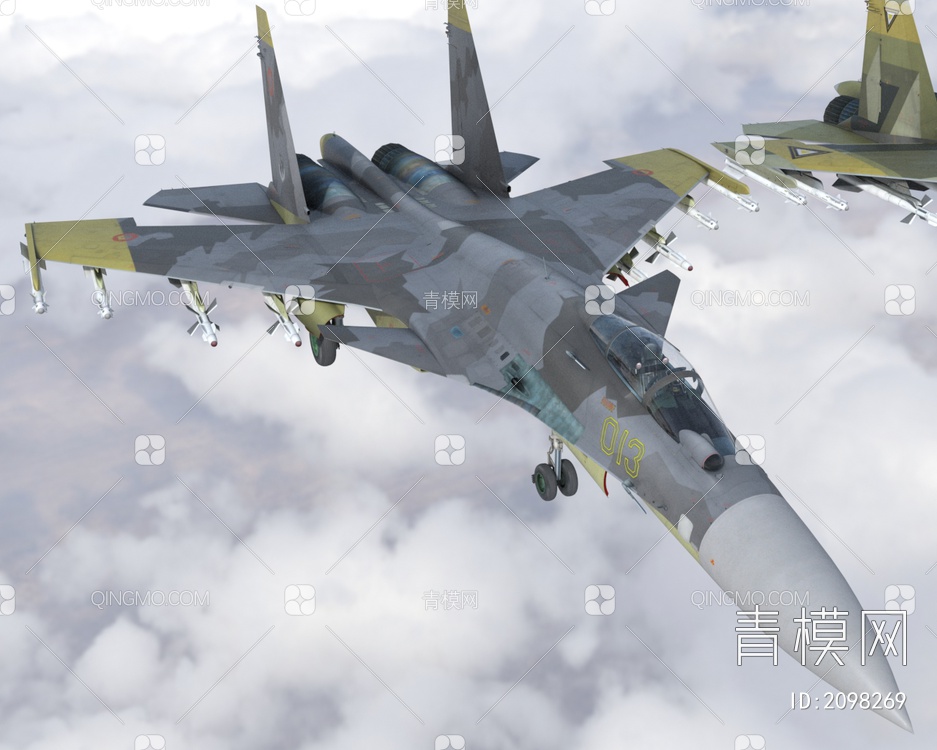 su37苏37战斗机3套涂装3D模型下载【ID:2098269】