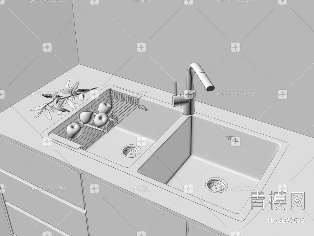 洗菜盆 水池3D模型下载【ID:2097535】