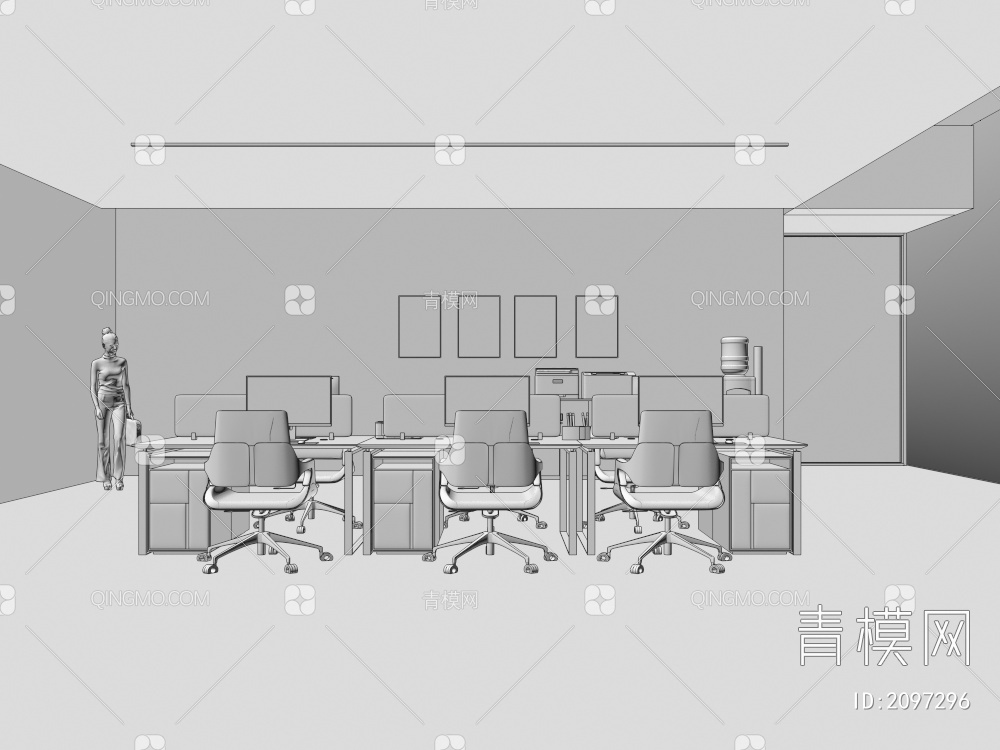办公桌椅3D模型下载【ID:2097296】