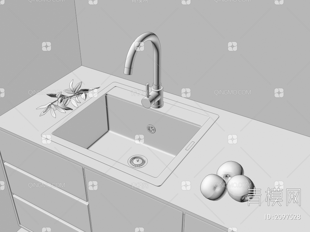 洗菜盆 水池3D模型下载【ID:2097528】