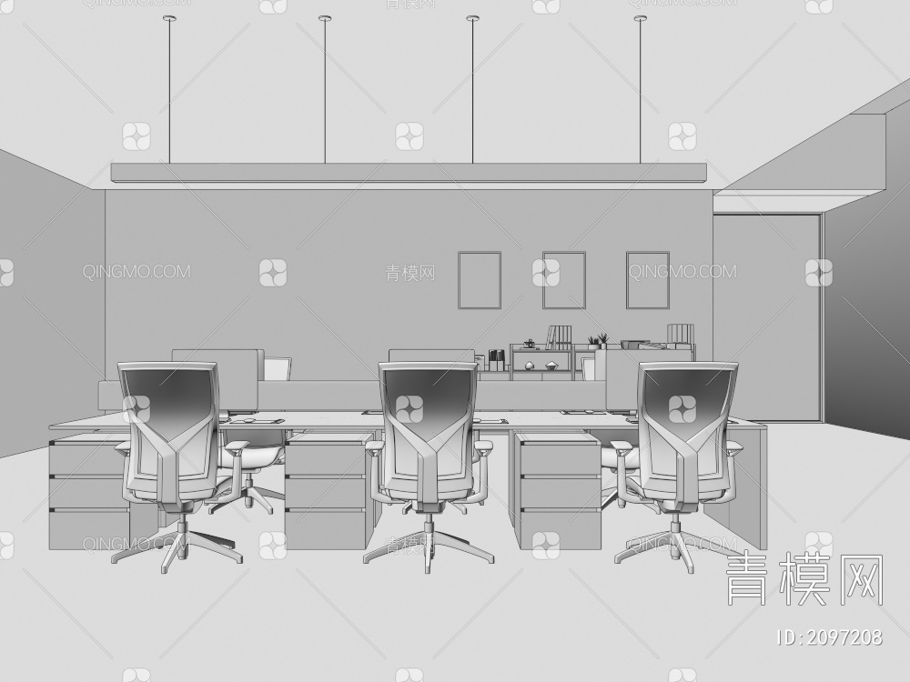 办公桌椅3D模型下载【ID:2097208】