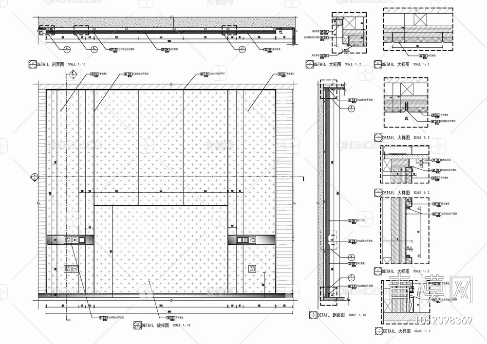 四套床背景墙CAD施工详图【ID:2098369】