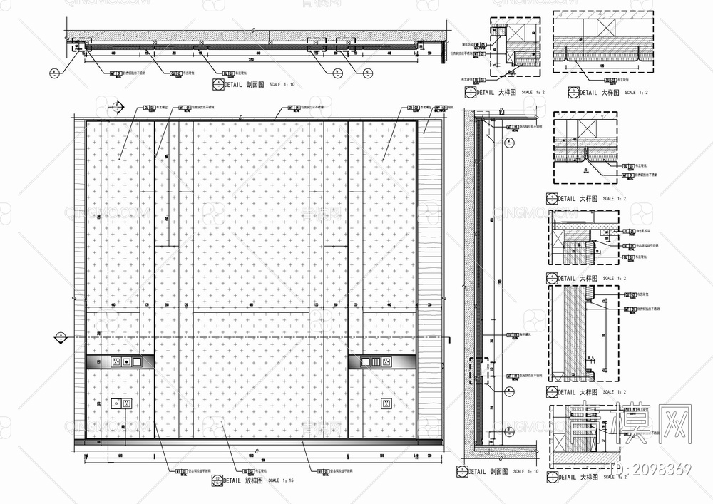 四套床背景墙CAD施工详图【ID:2098369】