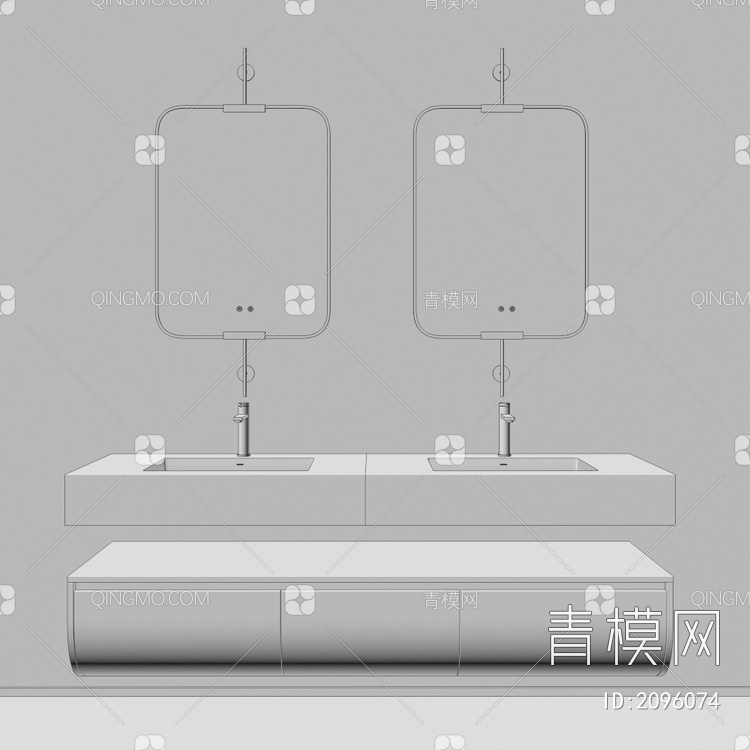 卫浴柜 浴室柜 洗手台3D模型下载【ID:2096074】