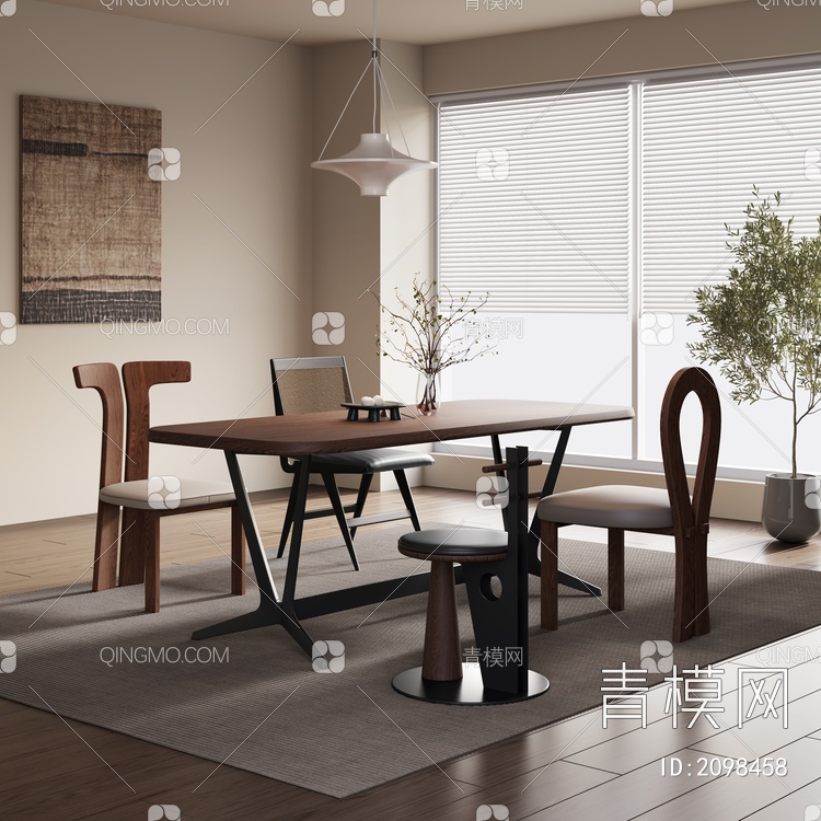 餐桌椅组合3D模型下载【ID:2098458】